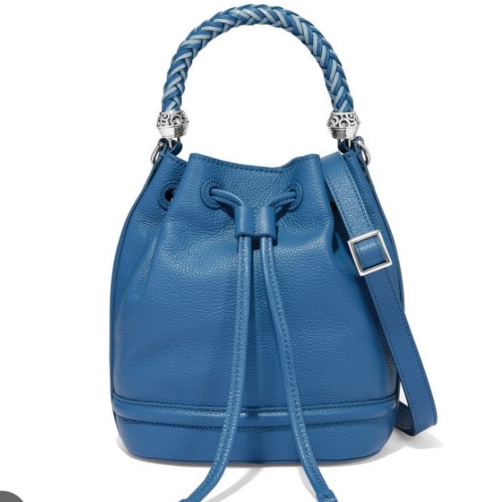 Brighton Bellaire Pebbled Leather Hobo Canyon Blue Crossbody Shoulder Bag